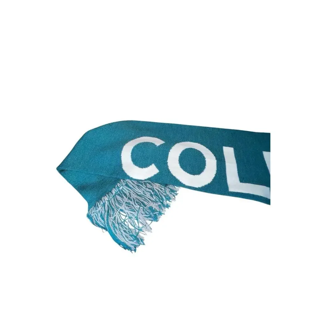 Columbus Teal And‎ Cream Knit Rectangular Fringed Scarf 31